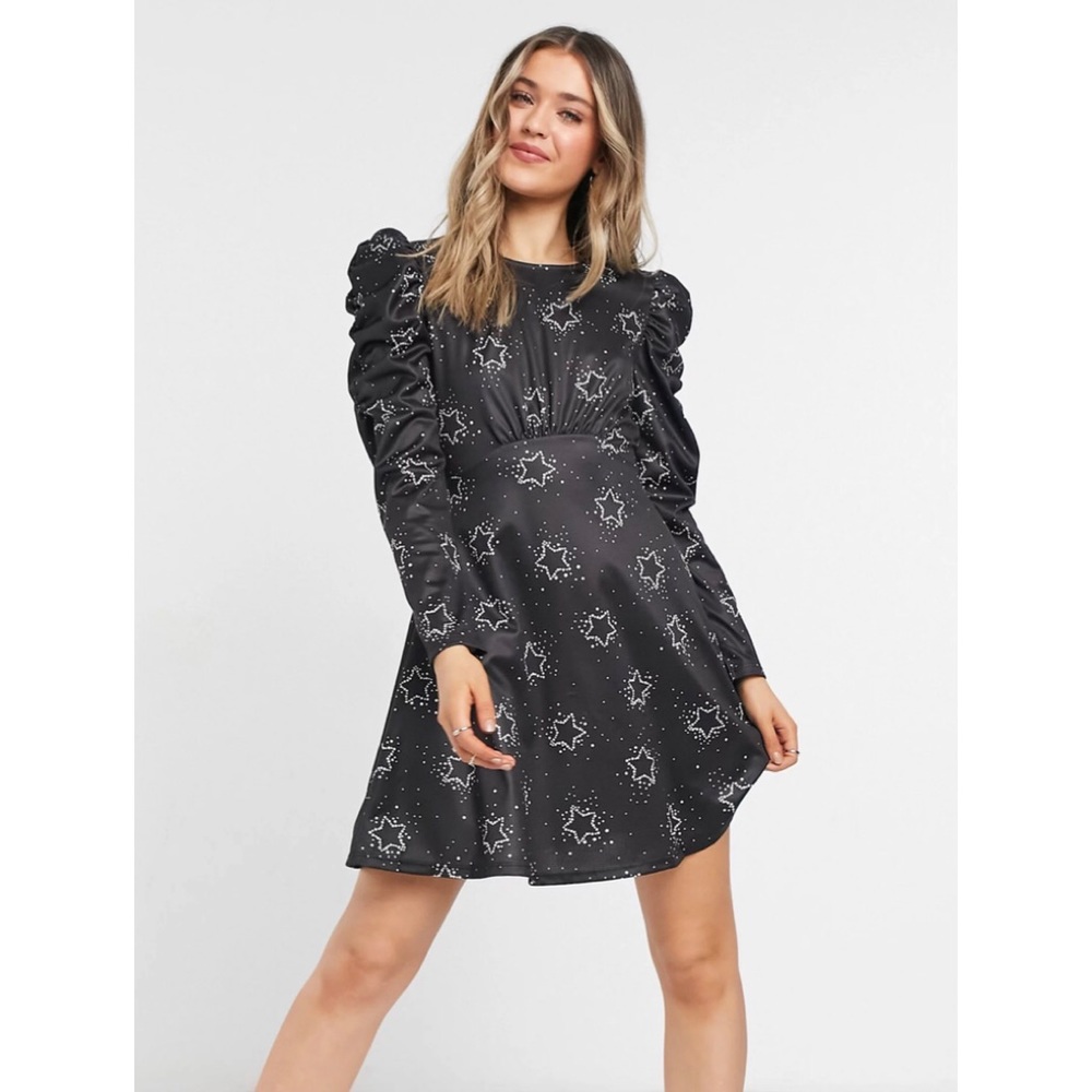 Topshop Star Print Witchy Vibes Flippy Mini Dress Size 4